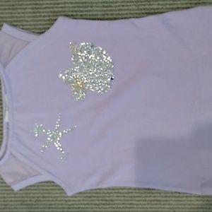 Versace little girls light purple tank top with seashell gem detail